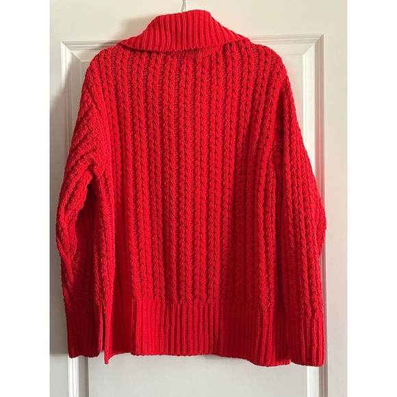 Aerie Red Cable Car Quarter Zip Sweater Medium - Picture 7 of 9